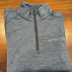 Vineyard Vines Heathered Blue Top “On the Go Sankaty quarter zip” men’s Small